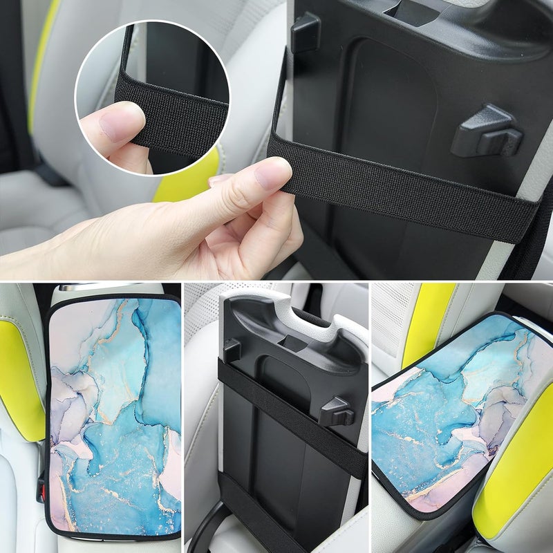 Adastrah Blue Marble Auto Center Console Pad,Car Armrest Pad Car Armrest Seat Box Cover Protector for Most Cars - Image 4
